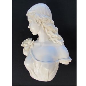 Sculpture bust Female Carved Marble long hair